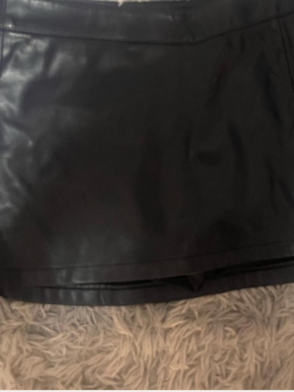 Women’s navy Faux Leather skirt with shorts- Classic Sleek Style